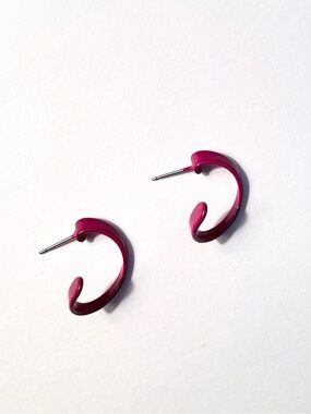 Vintage Magenta Hoop Stud Earrings